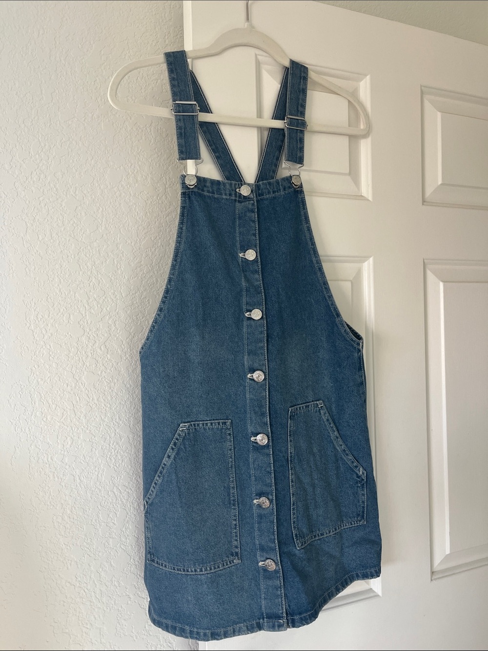 H&M Blue Denim Pinafore Mini Dress